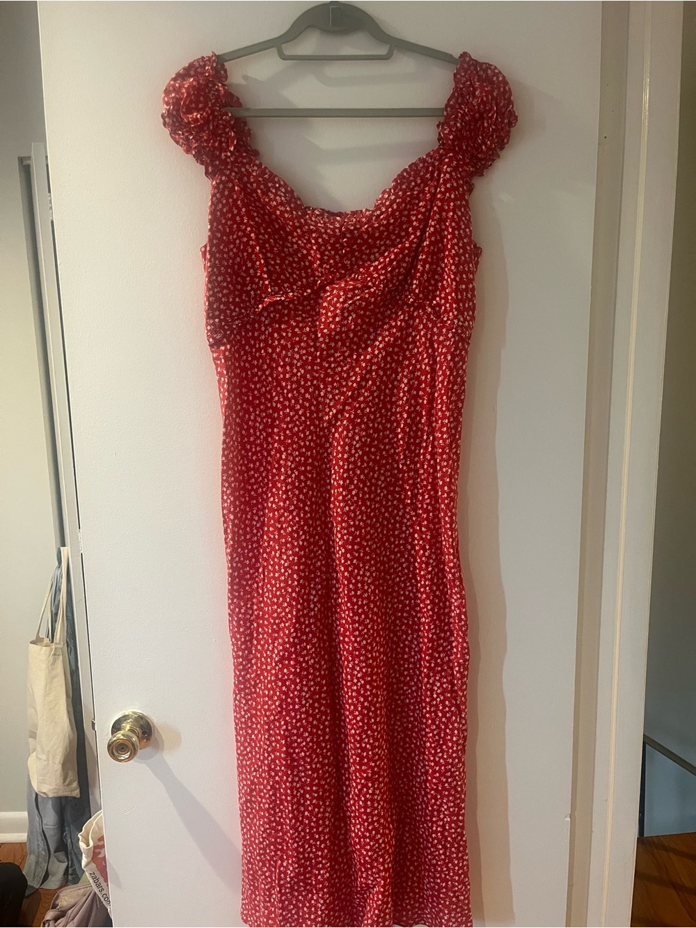 Red Floral Midi Dress - Women